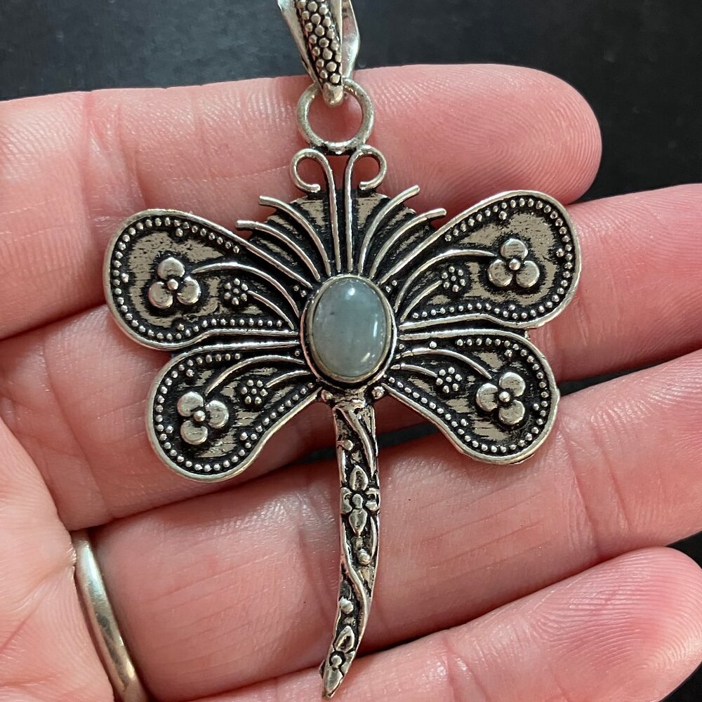Aquamarine Dragonfly Pendant
